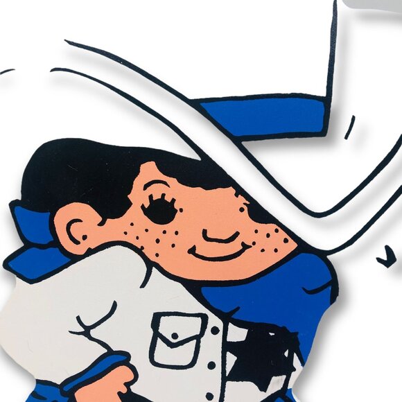 Vtg Hand-Painted Wooden Little Boy Sheriff Wall Plaque Decor Hat Spurs Freckles - Picture 2 of 8